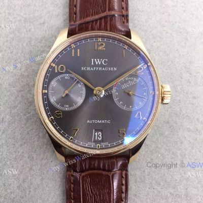 Swiss Copy IWC Schaffhausen 7 Days Rose gold Ardoise dial